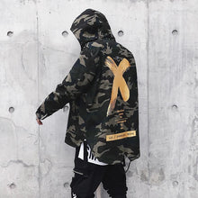 Load image into Gallery viewer, Camouflage Jacket Men Coats High Street Ribbon Patchwork