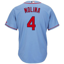 Load image into Gallery viewer, Yadier Molina St. Louis Cardinals Majestic Alternate Cool Base Player Jersey – Horizon Blue/Cream