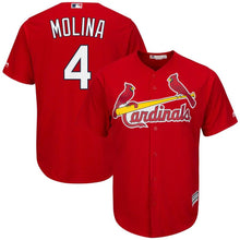 Load image into Gallery viewer, Yadier Molina St. Louis Cardinals Majestic Cool Base Player Jersey - Scarlet/White
