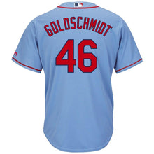 Load image into Gallery viewer, Paul Goldschmidt St. Louis Cardinals Majestic Alternate Official Cool Base Player Jersey – Light Blue/Cream