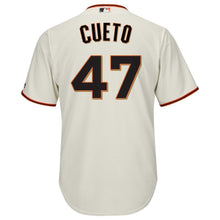 Load image into Gallery viewer, Johnny Cueto San Francisco Giants Majestic Cool Base Player Jersey - Cream